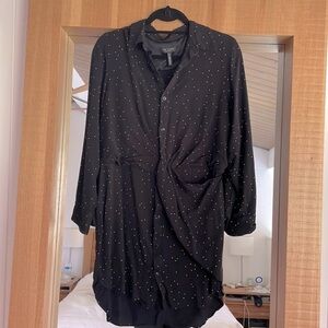 Rag & Bone black shirt dress white stitch collar L